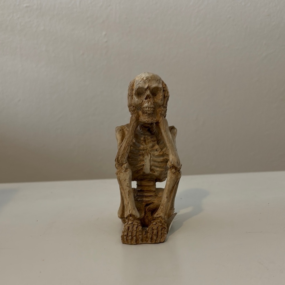 Contemplative Skeleton Figurine - Tan